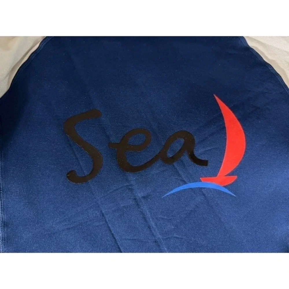 NEW Sea Equipment Australia Kids Navy Long Sleeve Sailboat Rash Guard Size 2XS